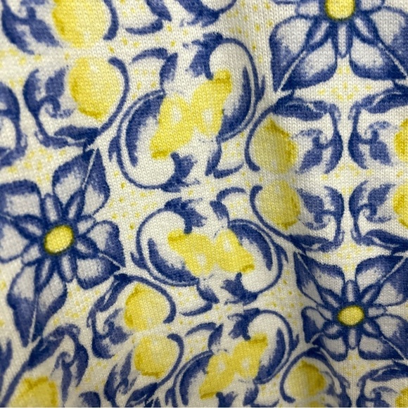 Talbots L Cardigan Sweater Cotton Floral Lemon Novelty Print Button Front - Picture 3 of 6